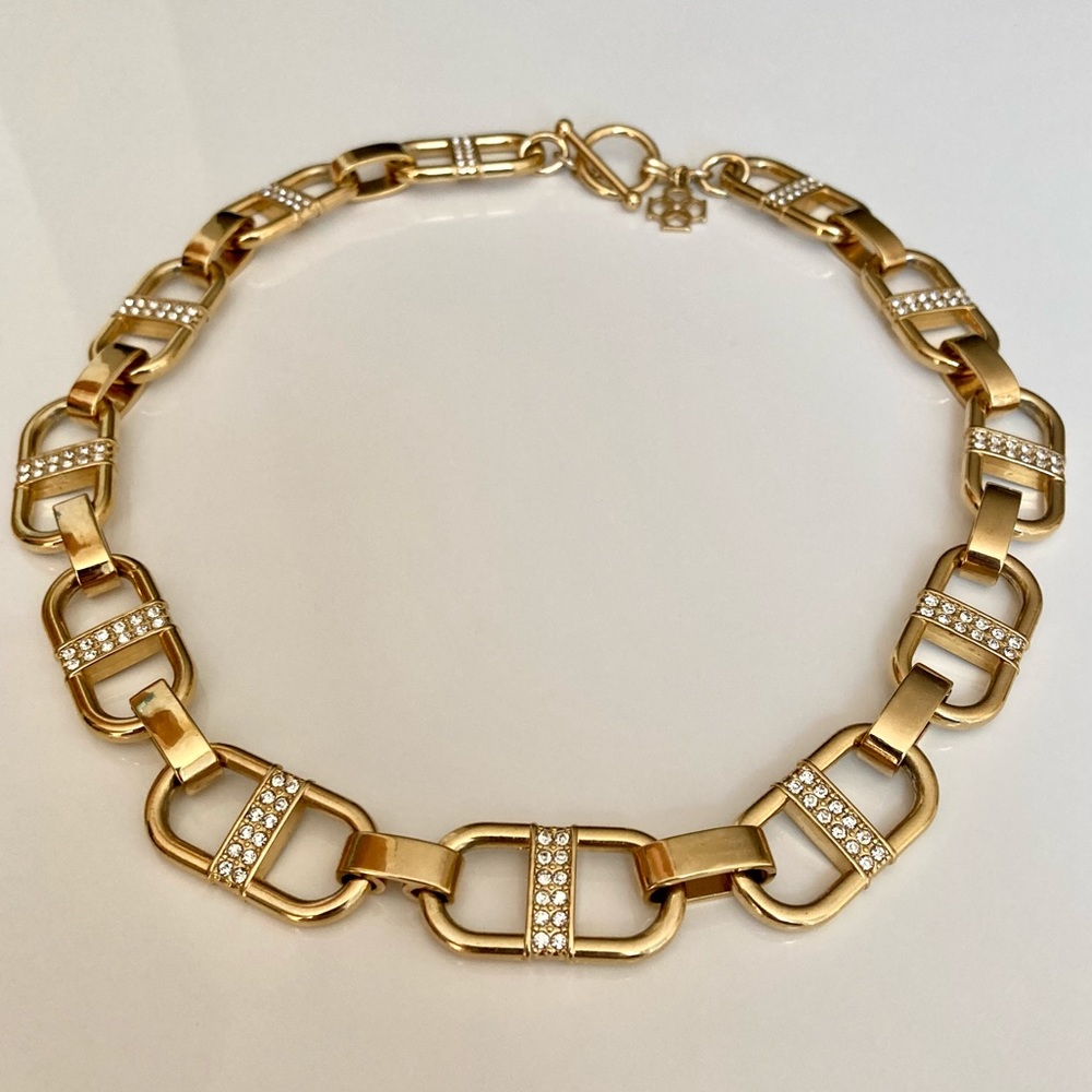Pave Gold chain link necklace Ann Taylor